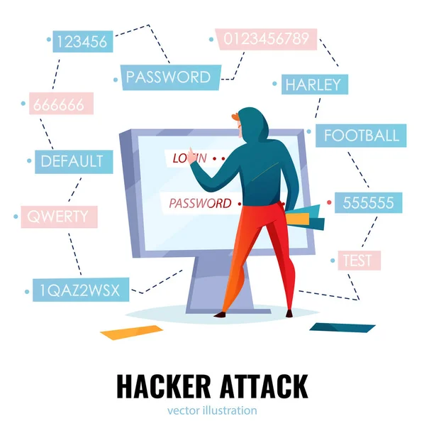Složení hesla Hacker — Stockový vektor