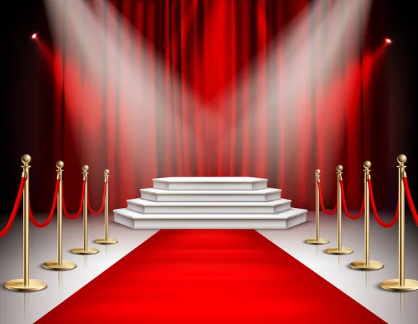 Red Carpet Curtain Realistic Image — Stock Vector