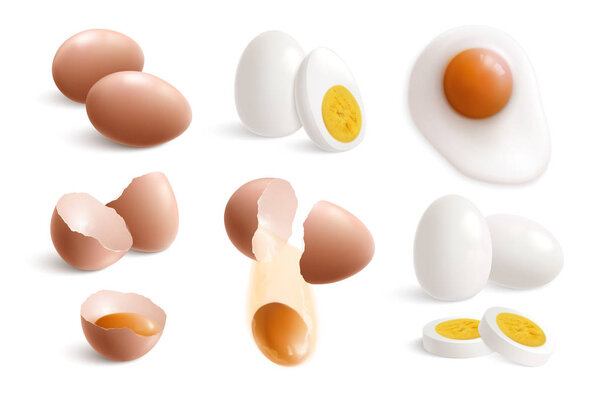 Hen Eggs Realistic Icon Set