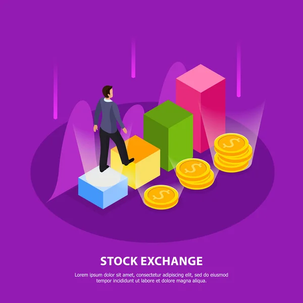 Bolsa de Valores Composición isométrica — Vector de stock