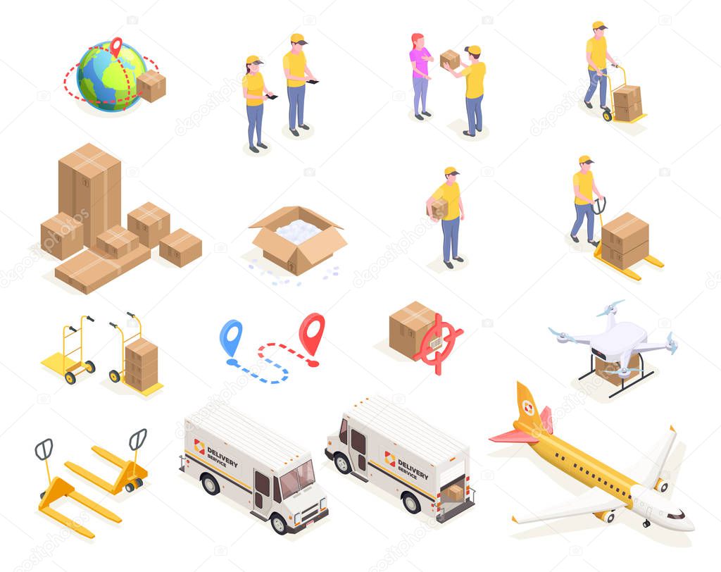 Isometric Logistics Icons Collection