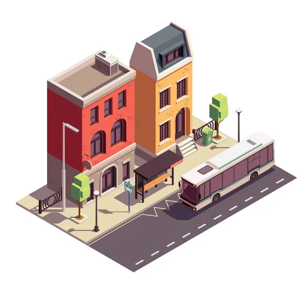Autobusová zastávka městský dům složení — Stockový vektor