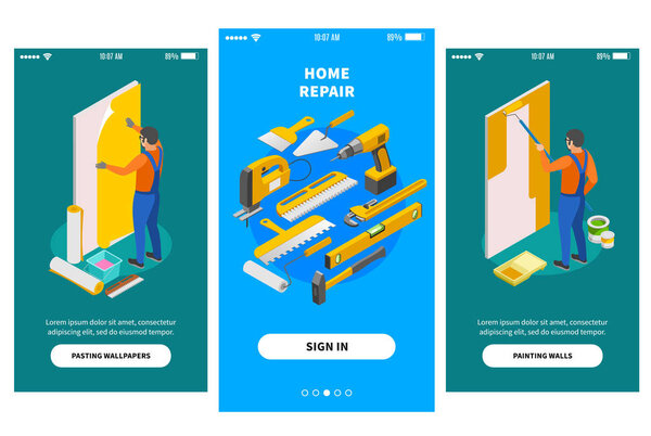 Home Repair Isometric Banners