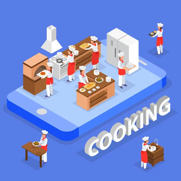 Cooking Isometric Composition — Stock Vector