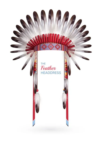 Traditional Indian Feather Headdress — Stock Vector
