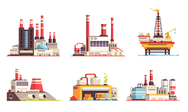 Industrial Buildings Flat Set 