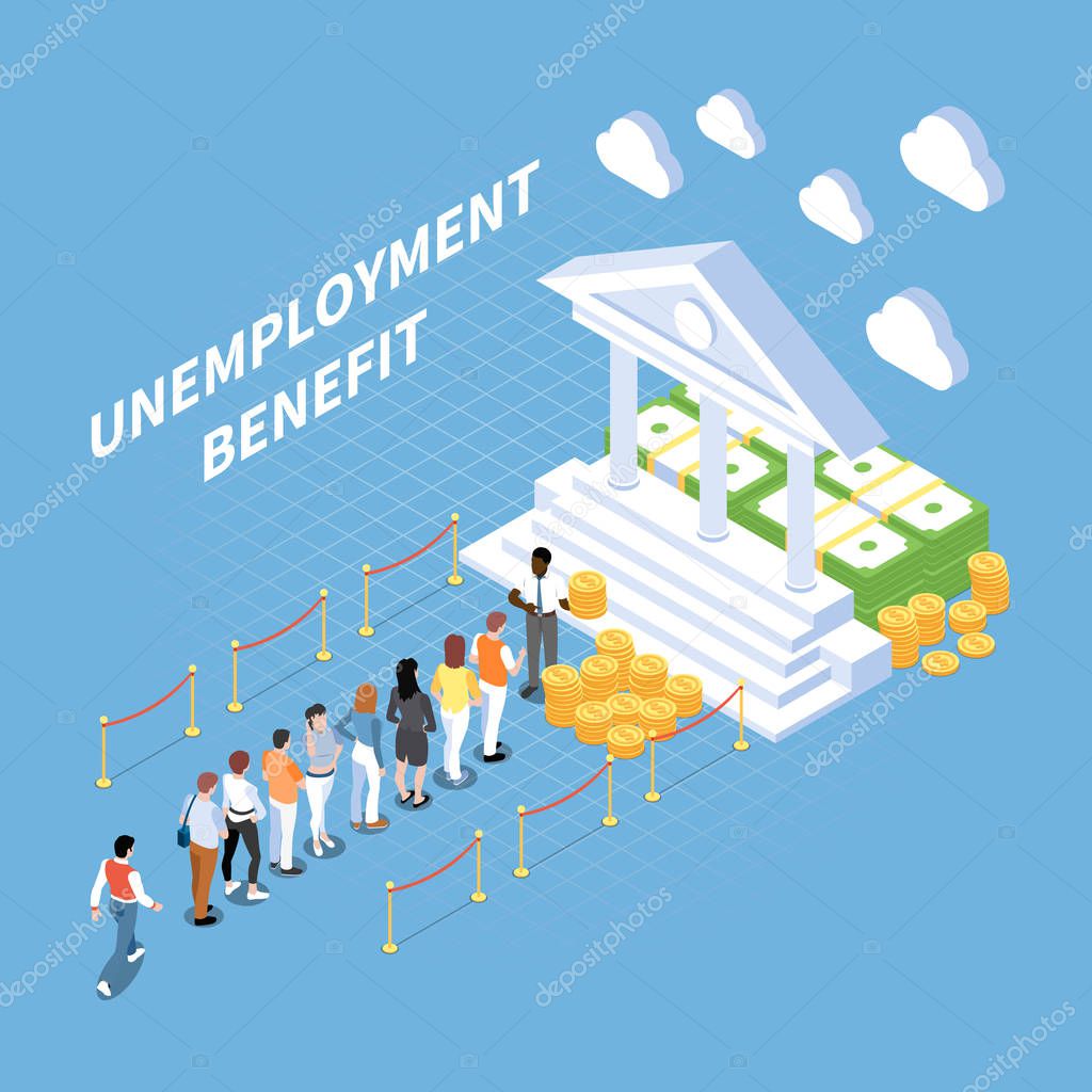 Unemployment Benefits Isometric Composition — Stock Vector © macrovector #254869970 Unemployment Benefits Isometric Composition