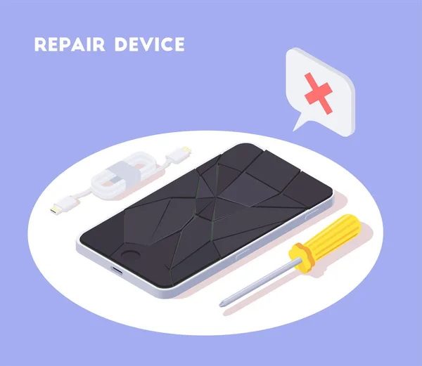 Hintergrund für defekte Smartphone-Reparatur — Stockvektor