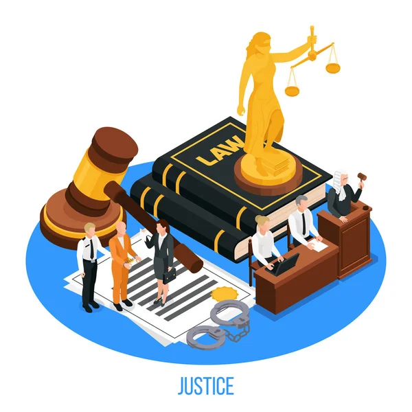 Justicia Jurídica Composición isométrica — Vector de stock