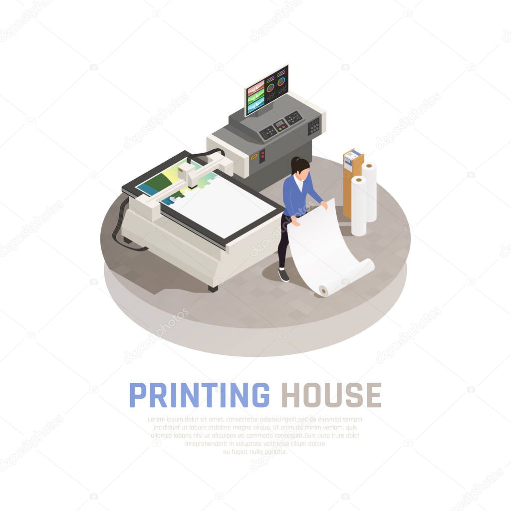 Isometric Printing House Polygraphy Composition