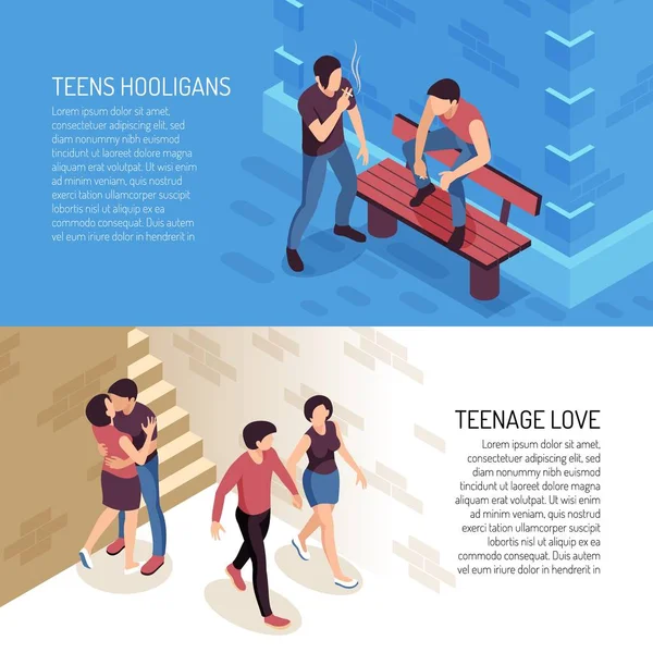 Teenage Life horizontale banners — Stockvector