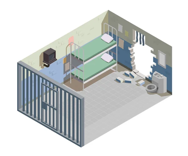 Prison Jail Isometric Composition — Stock Vector