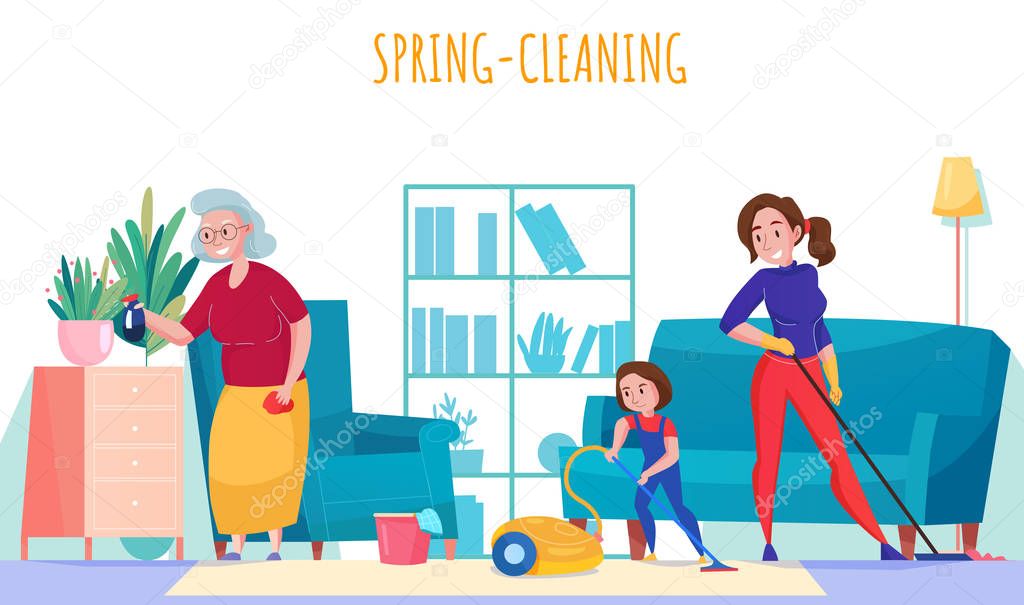Women Cleaning Home 