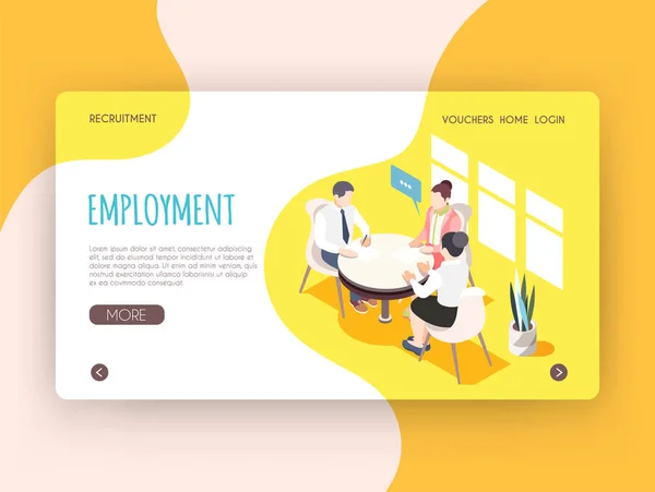 Employment Isometric Landing Page — Stock Vector