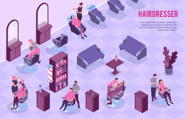 Barbearia Ilustração Isométrica —  Vetores de Stock