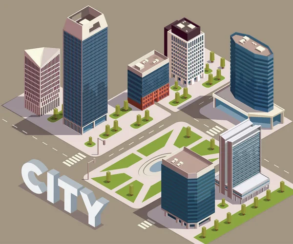 Composition du bloc de ville moderne — Image vectorielle