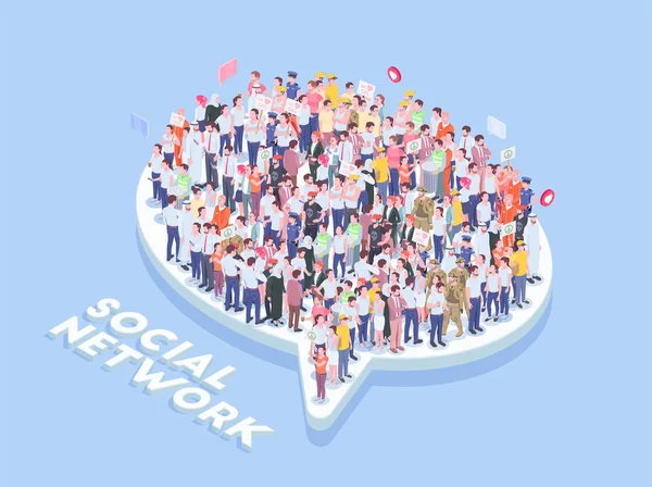 Szociális háló Crowd összetétele — Stock Vector