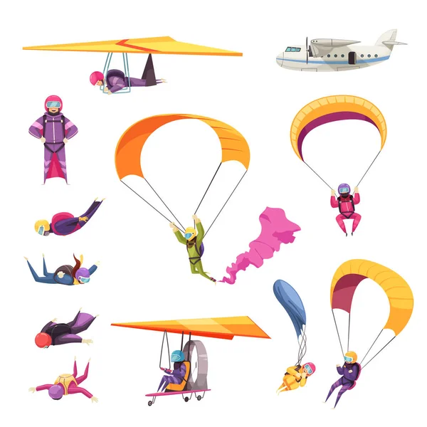 Parachutisme Flat Set — Image vectorielle