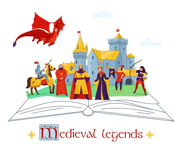 Medieval Legends Concept Composition — Stock Vector