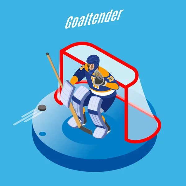 Ізометричний фон хокею Goaltender — стоковий вектор