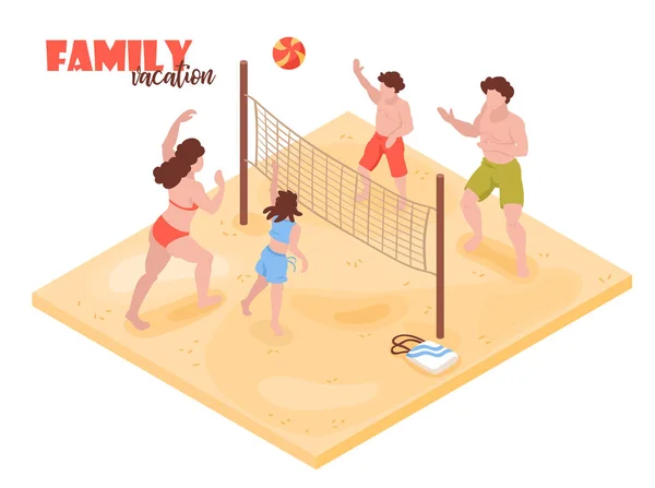 Složení pro rodinné volejbal — Stockový vektor