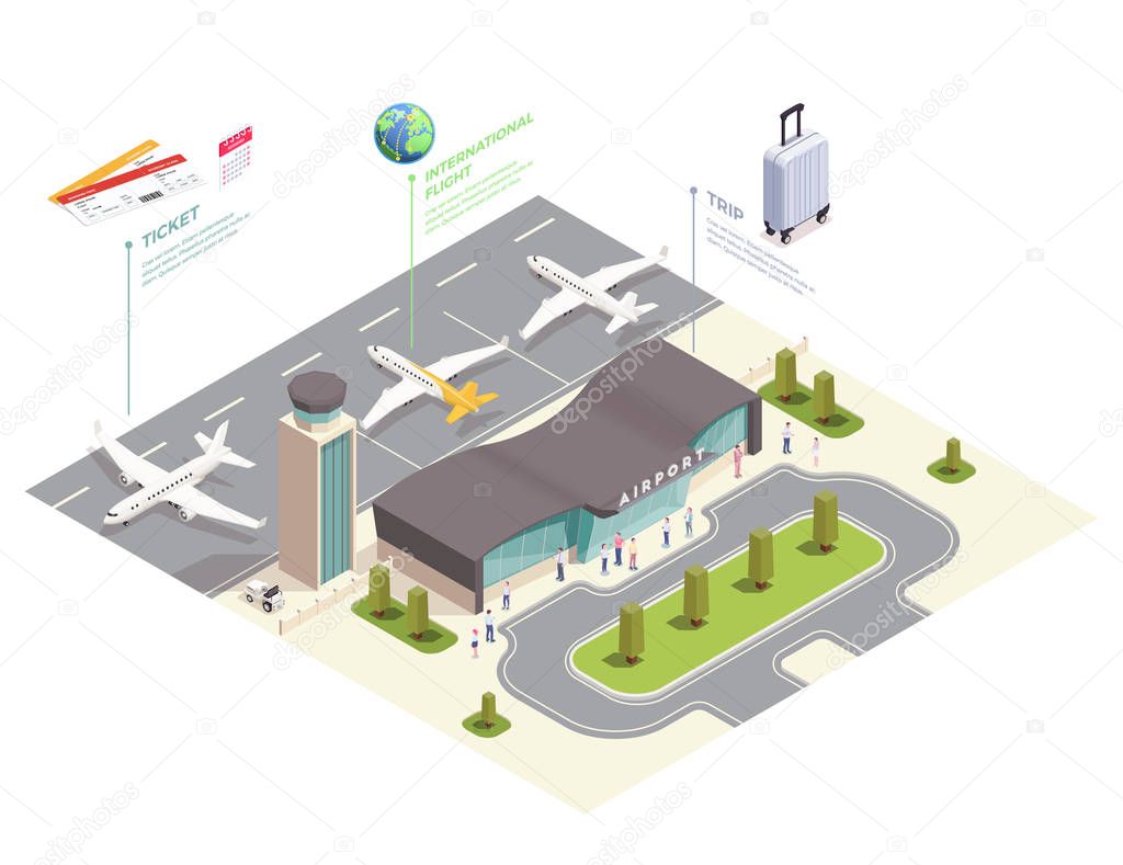 Isometric Airport Field Composition