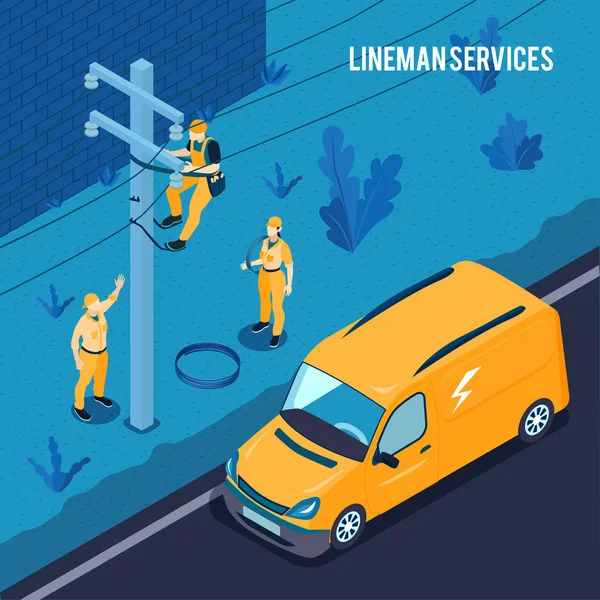 Elektrikář Lineman služby plakát — Stockový vektor