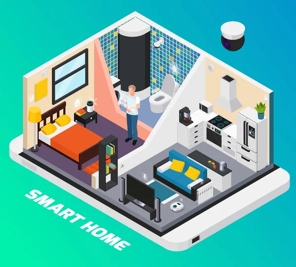 Isometrische Zusammensetzung von Smart Home — Stockvektor