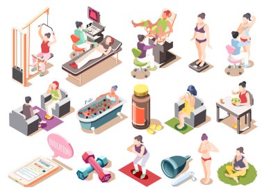 Kadın Sağlığı Isometric Simgeleri Ayarlandı