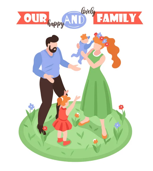 Happy Lovely Family Background — Stock Vector