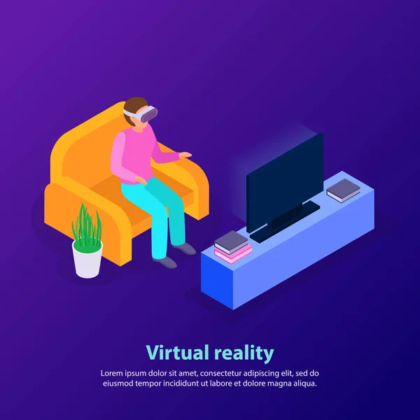 Izometrické pozadí virtuální reality — Stockový vektor