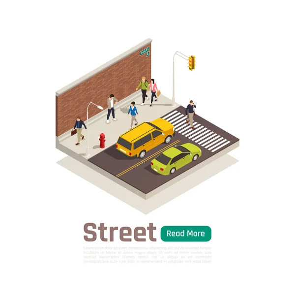 Colored City Isometric Composition — Stock Vector