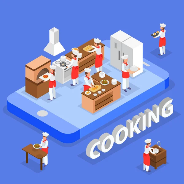 Cooking Isometric Composition — Stock Vector