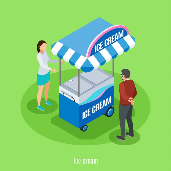 Ice Cream Isometric Background — Stock Vector