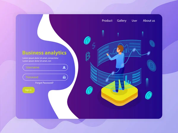 Business Analytics Sitio web de Isomtric — Vector de stock