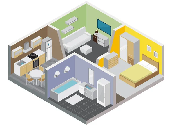 Concepto de diseño de apartamento de dos habitaciones — Archivo Imágenes Vectoriales