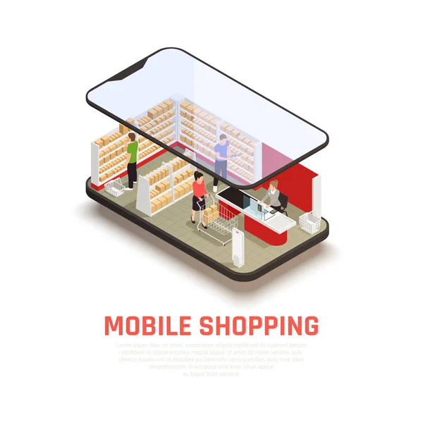 Concept de shopping mobile — Image vectorielle