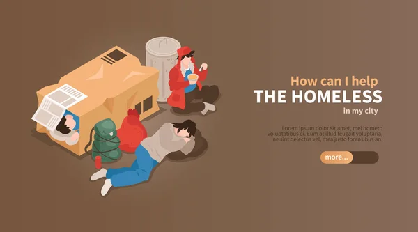 Pomoc Homeless banner — Wektor stockowy