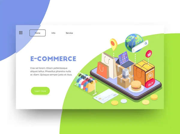 Página web de comercio electrónico Fondo — Vector de stock