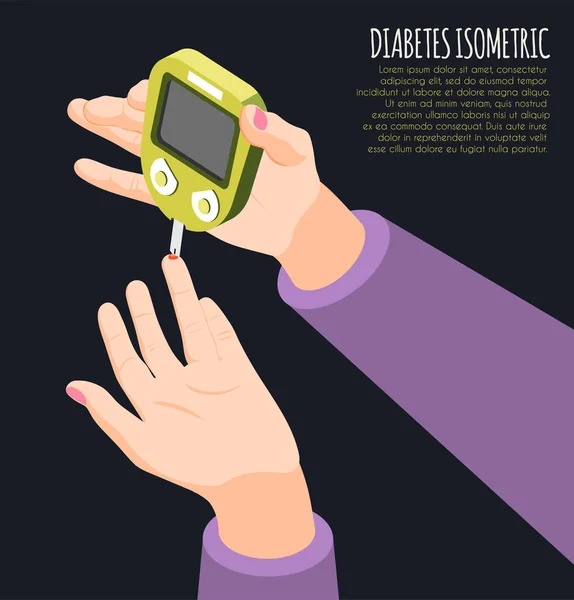 Isometrischer Hintergrund der Diabetes-Diagnose — Stockvektor