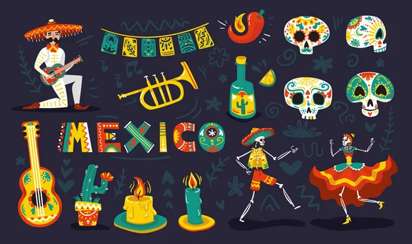 Zestaw Day Dead Mexico — Wektor stockowy