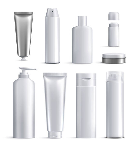 Mens Cosmetics Bottles Realistic Icon Set