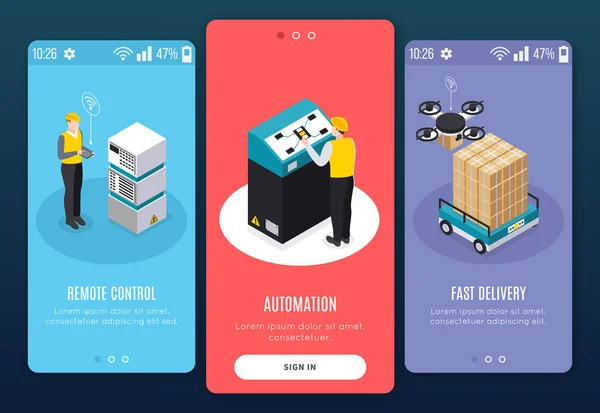 아이소메트릭 스마트 산업 배너 세트 — 스톡 벡터