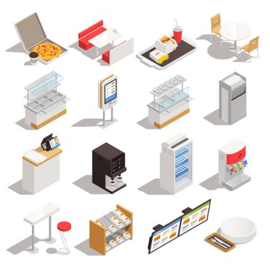 Fast Food Servis Izometrik Seti