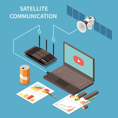 Telekomünikasyon Isometric Composition