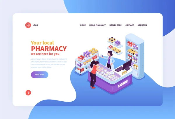Banner concepto de farmacia — Vector de stock