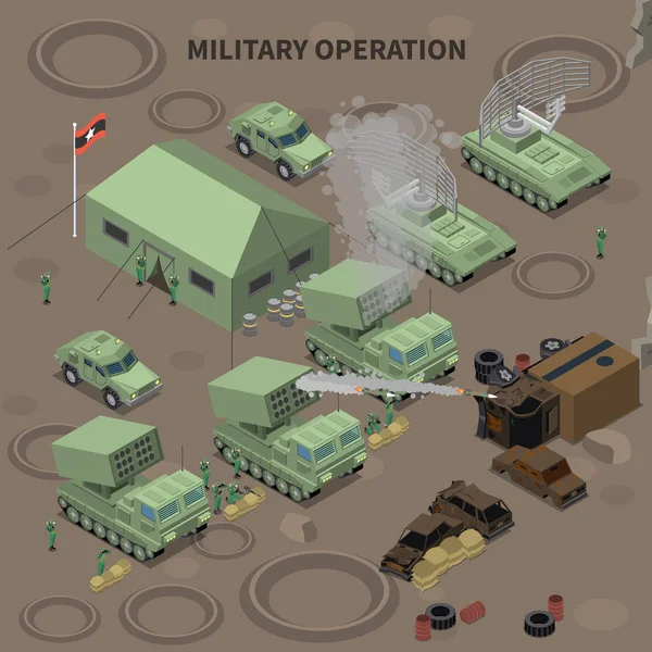 Operação Militar Composição Isométrica —  Vetores de Stock