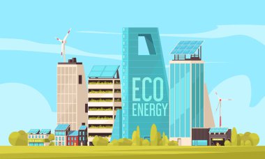 Smart City Düz İllüstrasyon 