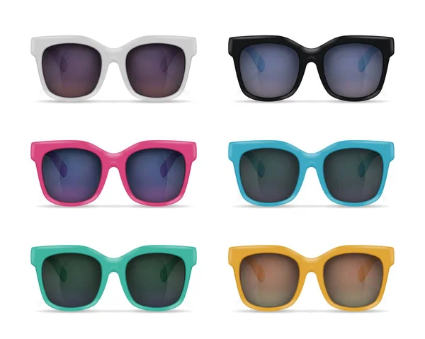 Plastik Sonnenbrille realistisches Set — Stockvektor