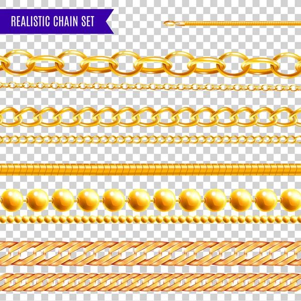 Chains Realisic Transparent Set — Stock Vector